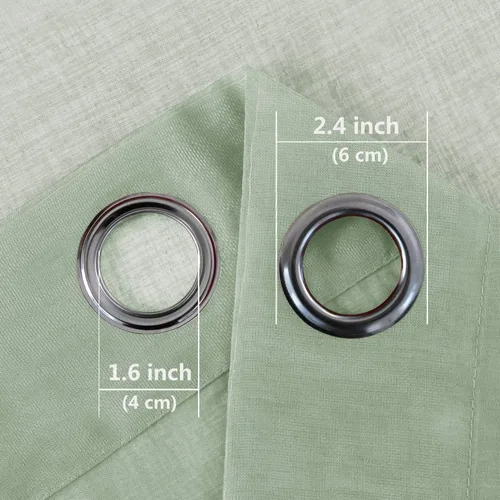 Vista 4 de DWCN Cortinas traslúcidas color verde frijol para sala de estar y dormitorio - Cortinas voile con aspecto de lino sintético con ojales en la parte