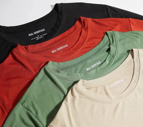 Vista 4 de Paquete de 4 Camiseta de manga larga para hombre Dry-Fit que absorbe la humedad Camiseta Atlética con cuello redondo con protección solar
