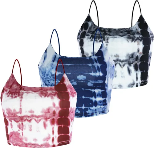 Vista 84 de Amilia - Camiseta básica de tirantes delgados para mujer (doble capa)
