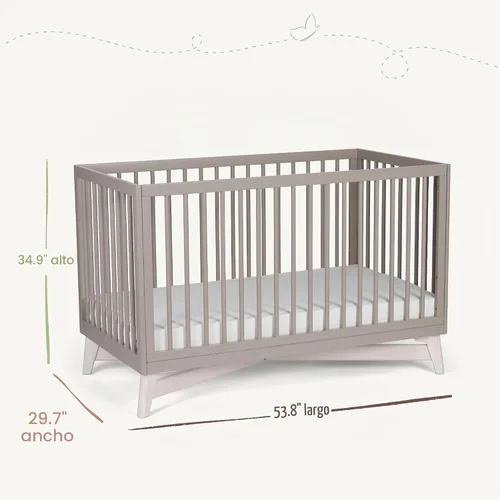 Vista 5 de Little Seeds Pala - Cuna convertible 4 en 1, color gris pardo/blanco lavado