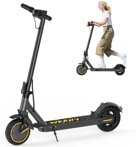 Vista 10 de WERHY 10 Inches Electric Scooter, 22 MPH Top Speed & 500W Powerful Motor, 22-28Miles Long Range, Folding E Scooter with Dual Braking for Adults
