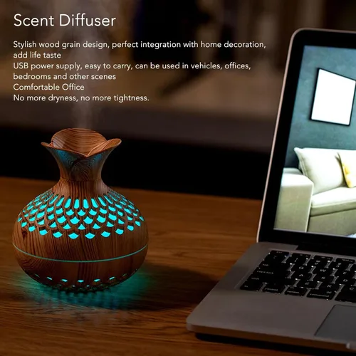 Vista 3 de Honio Mist Humidificador, difusor de grano de madera para dormitorios (marrón oscuro)