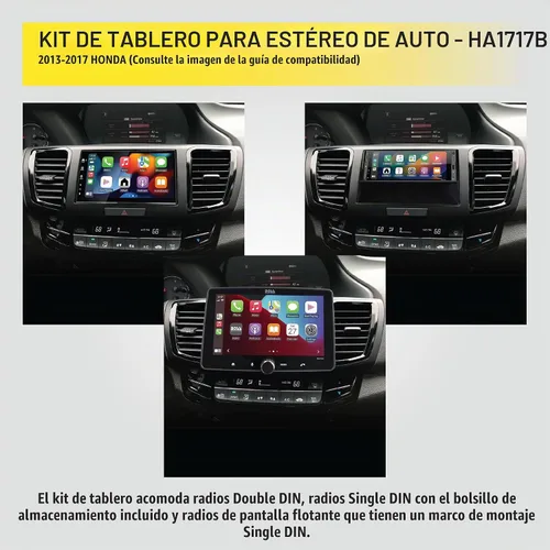 Vista 4 de Scosche HA1717B compatible con Honda Accord ISO doble DIN y DIN+Pocket Dash Kit negro