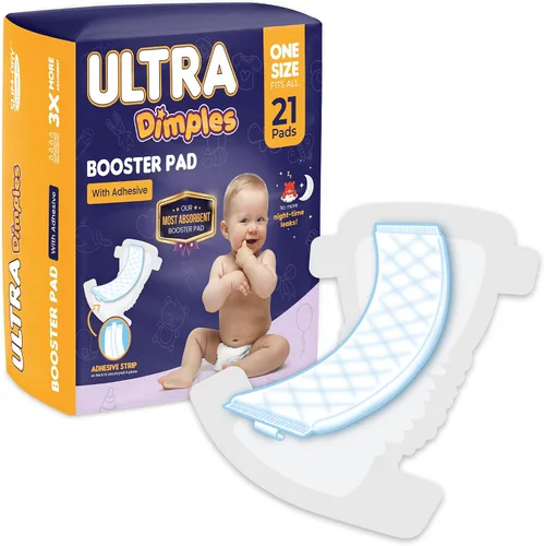 Vista 2 de Dimples Booster Pads, insertos para doblar pañales para bebé con adhesivo, 1 tamaño para todos los pañales, aumenta la absorción, no más fugas