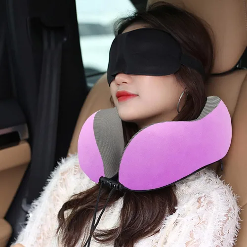 Vista 7 de Almohada de viaje, almohada cervical para dormir durante el viaje, hecha al 100 % de espuma viscoelástica pura, almohada suave, cómoda y de apoyo