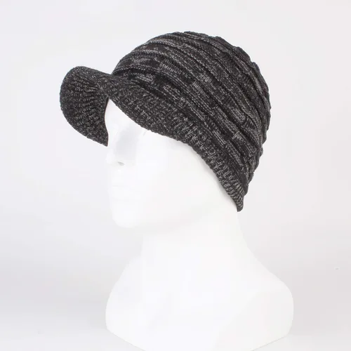 Vista 2 de Unisex Winter Hats with Visor Warm Ski Hat Stylish Knitted Hat for Men and Women