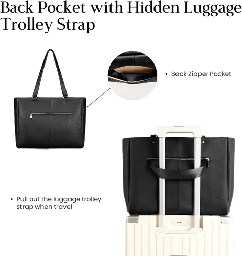 Vista 7 de befen Bolso Tote de Trabajo para Laptop de Cuero Genuino para Mujeres Damas Totes Bolsos de Hombro Carteras Bandolera Bolso de Mano