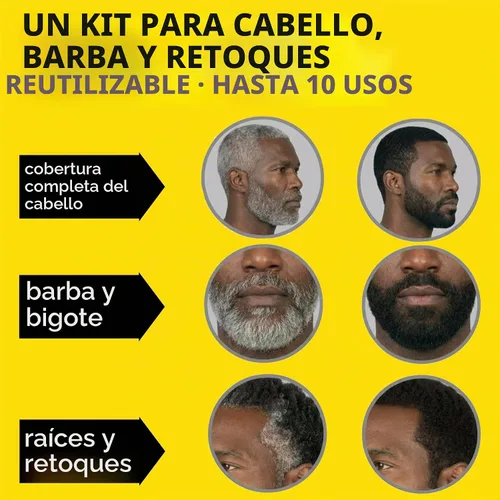 Vista 2 de Cleverman Tinte para cabello y barba para hombres negros, cobertura de canas, paquete 2X