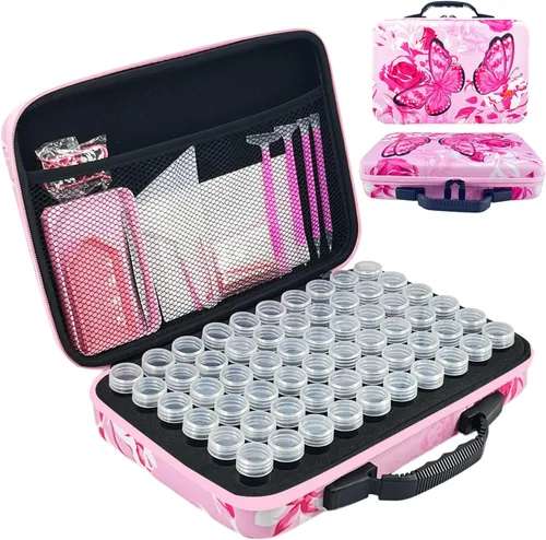 Vista 14 de Contenedores de almacenamiento de pintura de diamantes, 30 ranuras para accesorios de pintura de diamantes y herramientas para estuche organizador