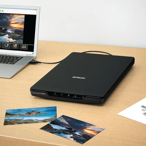 Vista 6 de Epson Perfection V19 II - Escáner plano de documentos y fotos a color con resolución óptica de 4800 ppp, alimentación USB y tapa extraíble de gran