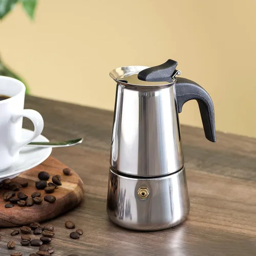 Vista 3 de Home Basics EM00248 - Máquina de café expreso de acero inoxidable de 2 tazas, color plateado