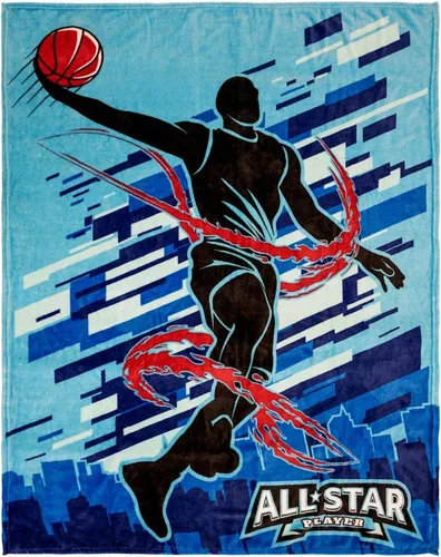 Vista 2 de Manta de baloncesto súper suave de 50 x 60 pulgadas para dormitorio, sala de estar, primavera, vacaciones, niños, bebés, adultos y decoración