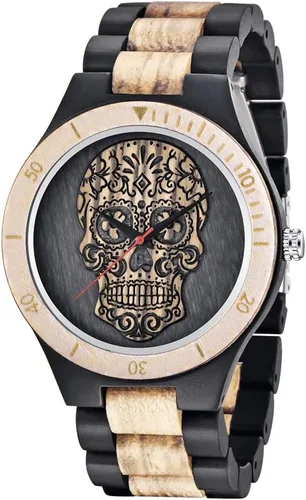Vista 9 de Wooden Watches for Men Handmade Colorful Bamboo Engraved Wood Watch Analog Quartz Men's Wooden Watch Cus-Q1230
