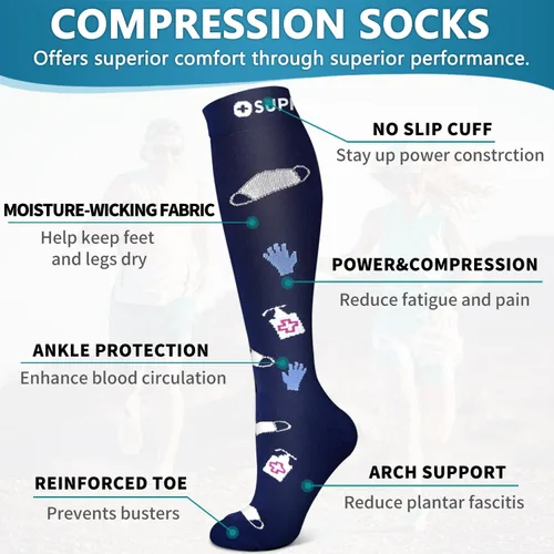 Vista 87 de Bluemaple 6 Pack Copper Compression Socks for Women and Men Circulation-Best Support for Medical, Running,Nursing,Athletic