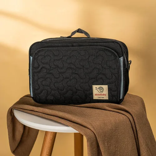 Vista 7 de TRENDPLAY Pequeña bolsa de pañales, organizador de cochecito pequeño con bolsillos para toallitas, consola para padres con correas de cochecito