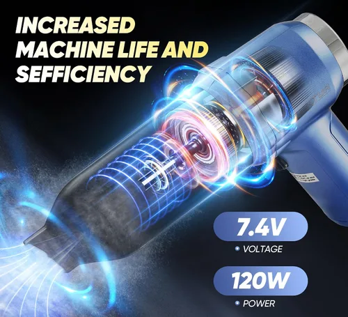 Vista 4 de Aspirador de mano inalámbrico portátil con 15000 PA, plumero de aire de 120 W, motor sin escobillas, mini aspiradora de automóvil para automóvil