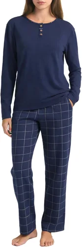 Vista 8 de U2SKIIN Pijama 100% algodón para mujer, conjunto de 2 piezas, suave, de Cuadros rosa claro/rosa claro