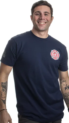 Vista 4 de Firefighter Maltese Cross Fire Fighter Rescue Courage Honor Camiseta Línea Roja