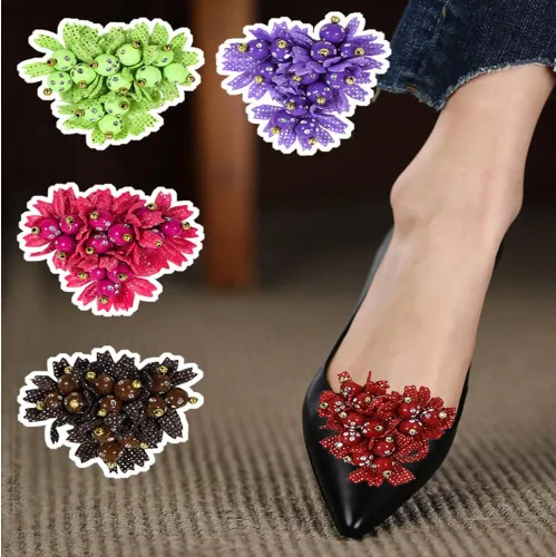 Vista 4 de Clips de zapatos con lazo para zapatos, hebilla desmontable para zapatos de boda, hebilla de zapatos para novia, decoración para bricolaje