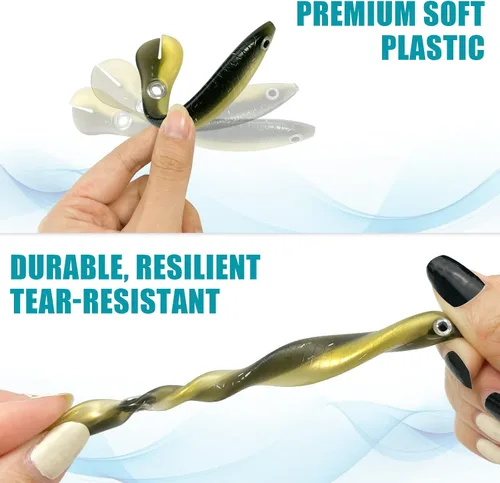 Vista 6 de Soft Bionic - Señuelo de pesca – 10 cebo de natación de plástico suave para lubina, agua dulce y agua salada