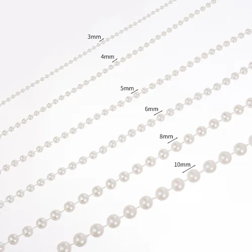 Vista 3 de Guirnalda de cuentas de perlas sintéticas para manualidades de 4mm rollo de hebra de perlas para decorar centros de mesa florales favor de fiesta