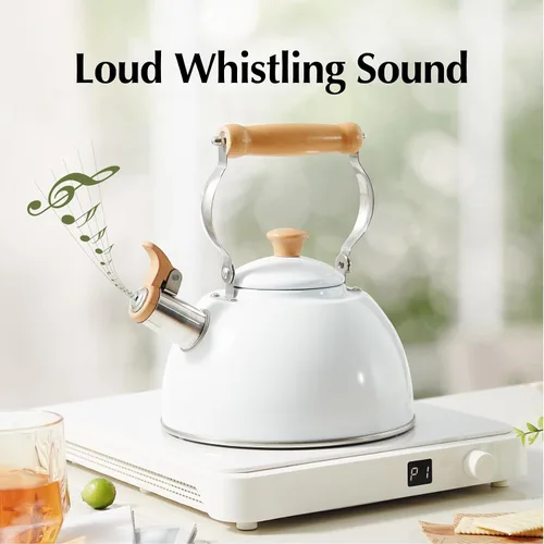 Vista 11 de ROCKURWOK - Tetera de estufa, tetera con mango ergonómico de tacto frío, tetera de acero inoxidable de grado alimenticio, tetera de estufa, tetera