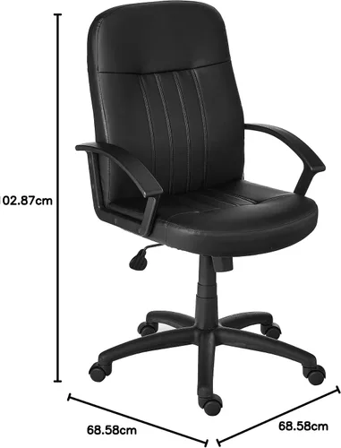 Vista 13 de Boss Office Products B8106 Silla ejecutiva de cuero en negro, respaldo medio