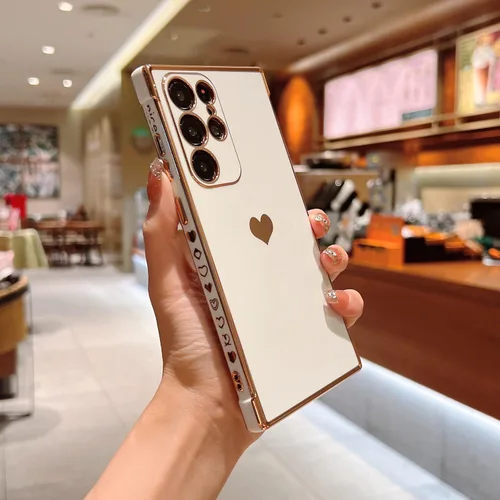 Vista 259 de phylla Funda de teléfono compatible con Samsung Galaxy A12 de 6.5 pulgadas, lindo corazón chapado en oro, elegante funda de lujo para mujer