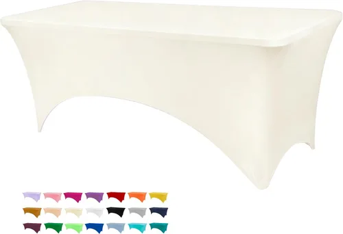Vista 25 de BDDC - Funda de mesa ajustada de 4 pies, manteles de elastano negros, manteles elásticos lavables y resistentes a las arrugas para eventos, bodas