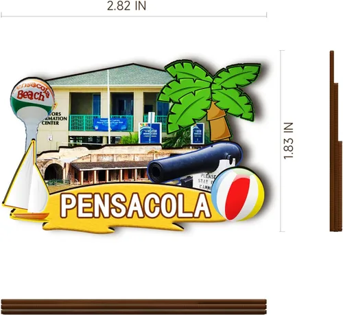 Vista 3 de Imán de madera de Pensacola de Estados Unidos 3D para nevera, recuerdos coleccionables, decoración hecha a mano, artesanías 2