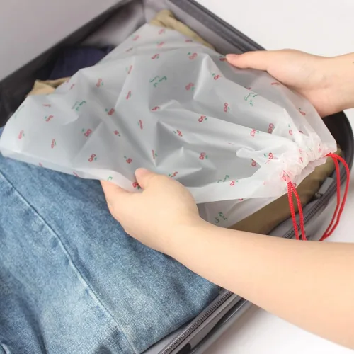 Vista 3 de Bolsas de zapatos para viajes, organizador grande de almacenamiento de zapatos transparentes con cordón, bolsas de almacenamiento de viaje