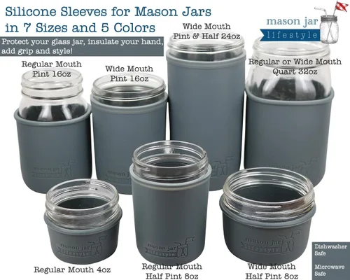 Vista 7 de Mason Jar Lifestyle - Fundas de silicona de 4 onzas para proteger bolas pequeñas, Kerr, tarros de conservas acolchados (gris carbón, paquete de 2)