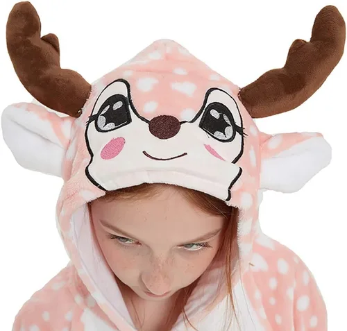 Vista 8 de ABENCA - Mameluco de ciervo para niños, disfraz de reno, pijama de animales para niñas, para Navidad, Halloween, cosplay. Estimado. 120