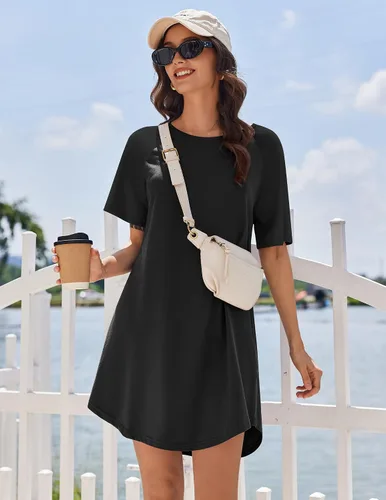 Vista 5 de Ekouaer Camisones de algodón para mujer, paquete de 3 camisones de dormir de manga corta, camisón suave para dormir