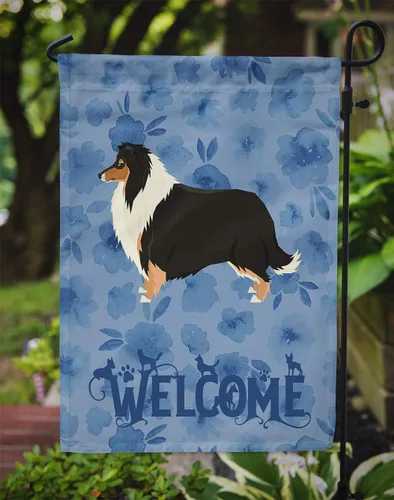 Vista 3 de Caroline's Treasures CK6236GF Collie - Bandera de bienvenida para jardín, bandera decorativa para patio exterior, obras de arte de patio, camas