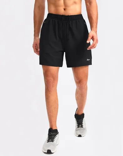 Vista 2 de Pudolla Pantalones cortos de correr para hombre, 5 pulgadas, ligeros, para gimnasio, entrenamiento, atlético, casual, con bolsillos con cremallera