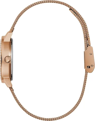 Vista 7 de GUESS Reloj para mujer de 1.102 in - Pulsera de tono dorado con esfera blanca y caja dorada