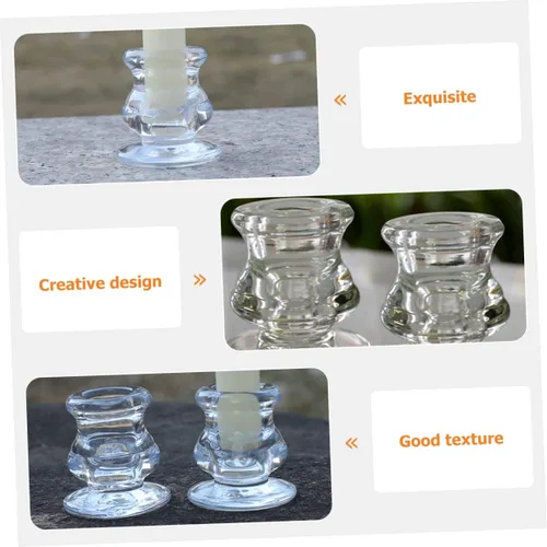 Vista 8 de Housoutil Juego de portavelas de cristal con base ponderada para decoración y eventos