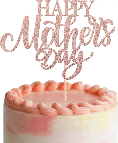 Vista 23 de Rsstarxi 1 paquete de decoración para pastel con flores de purpurina con doble corazón Love Mom Best Mom Best Mom Cake Pick Decoraciones para feliz