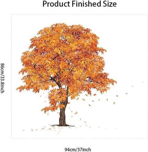 Vista 5 de Calcomanías de pared de árbol de otoño, calcomanías de pared de arce para dormitorio, sala de estar, cocina, TV, decoración de pared