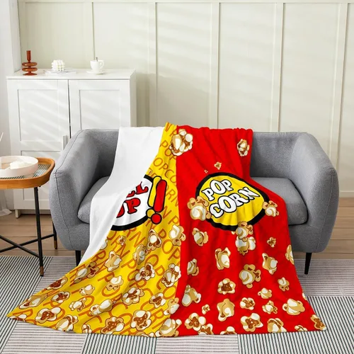 Vista 9 de Manta de felpa con diseño de palomitas de maíz, para niños, niñas, adolescentes, cine para todas las estaciones, manta de cama transpirable a