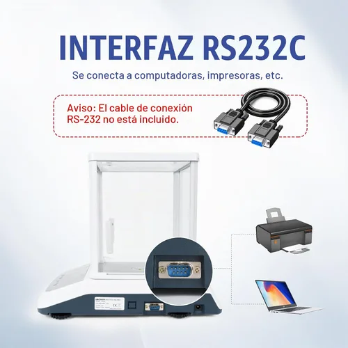 Vista 5 de Balanza de Laboratorio 0.001g×100g Precisión Digital Balanza Analítica de Laboratorio para Joyería con Parabrisas, Interfaz RS232 Balanza Analítica