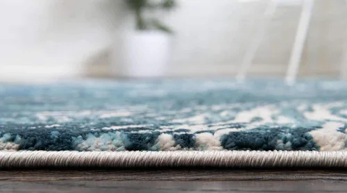 Vista 5 de Unique Loom Oasis Collection - Alfombra de área moderna, de pelo alto y bajo, envejecida, vintage, abstracta (2' 0 x 3' 0, rectangular, azul/gris)