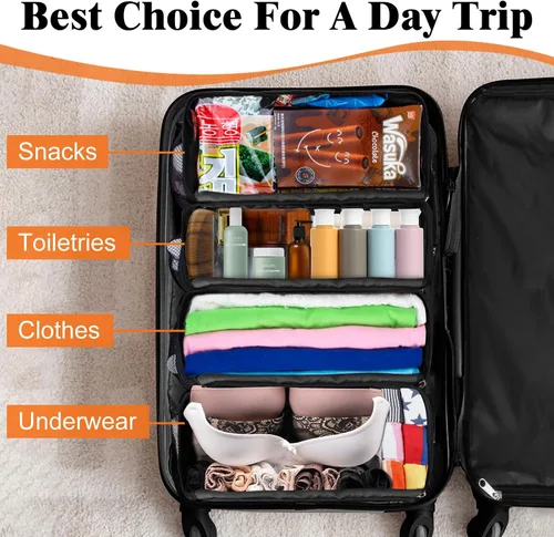 Vista 7 de Organizador de viaje colgante, organizador de equipaje de mano, estantes portátiles, cubo de embalaje para artículos esenciales de crucero, pequeño