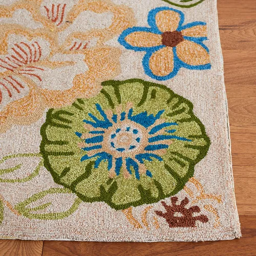 Vista 4 de SAFAVIEH Four Seasons Collection - Alfombra decorativa de 4 x 6 pies, beige y rojo, floral enganchada a mano, no desprende pelusa y de fácil