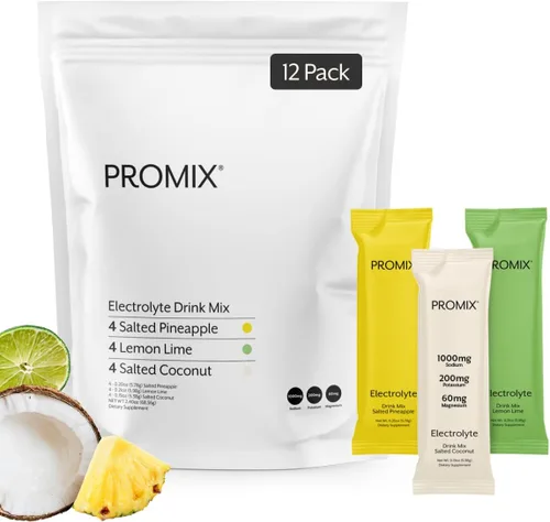 Vista 10 de ProMix Nutrition Paquetes de electrolitos en polvo, sin azúcar, cero calorías, sin stevia, aptos para el ayuno, sal rosa natural del Himalaya, lima