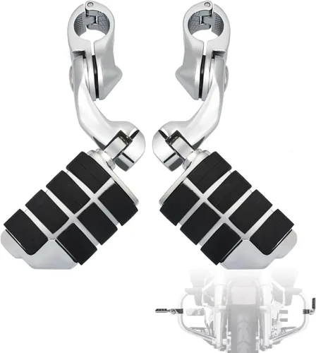 Vista 10 de FOVPLUE Estriberas de carretera de 1.25" para Harley Touring Softail Dyna CROMO LARGO ANGULADO