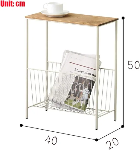 Vista 3 de WFF - Mesa de café portátil para el sofá, mini estante, mesa de café para salón, madera maciza/metal (color: A)
