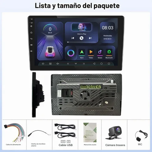Vista 8 de Kunfine Universal 8-Core 4G+128G 10 pulgadas Android doble DIN coche estéreo inalámbrico CarPlay/Android Auto IPS 10 "pantalla táctil Tablet Auto