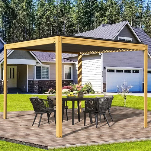Vista 37 de Domi Pergola Screen All Aluminum, sombra de privacidad, 1 paquete, marrón